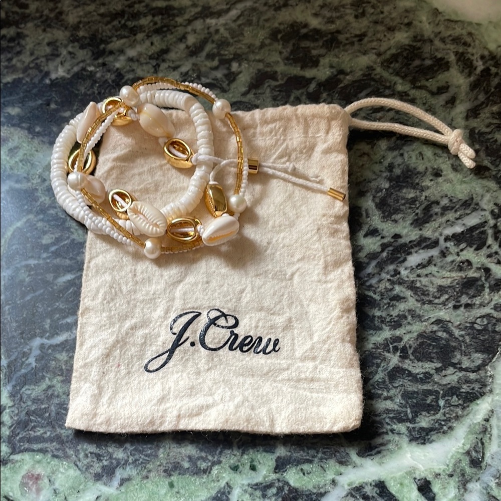 J. Crew Beach-themed bracelet set with bag